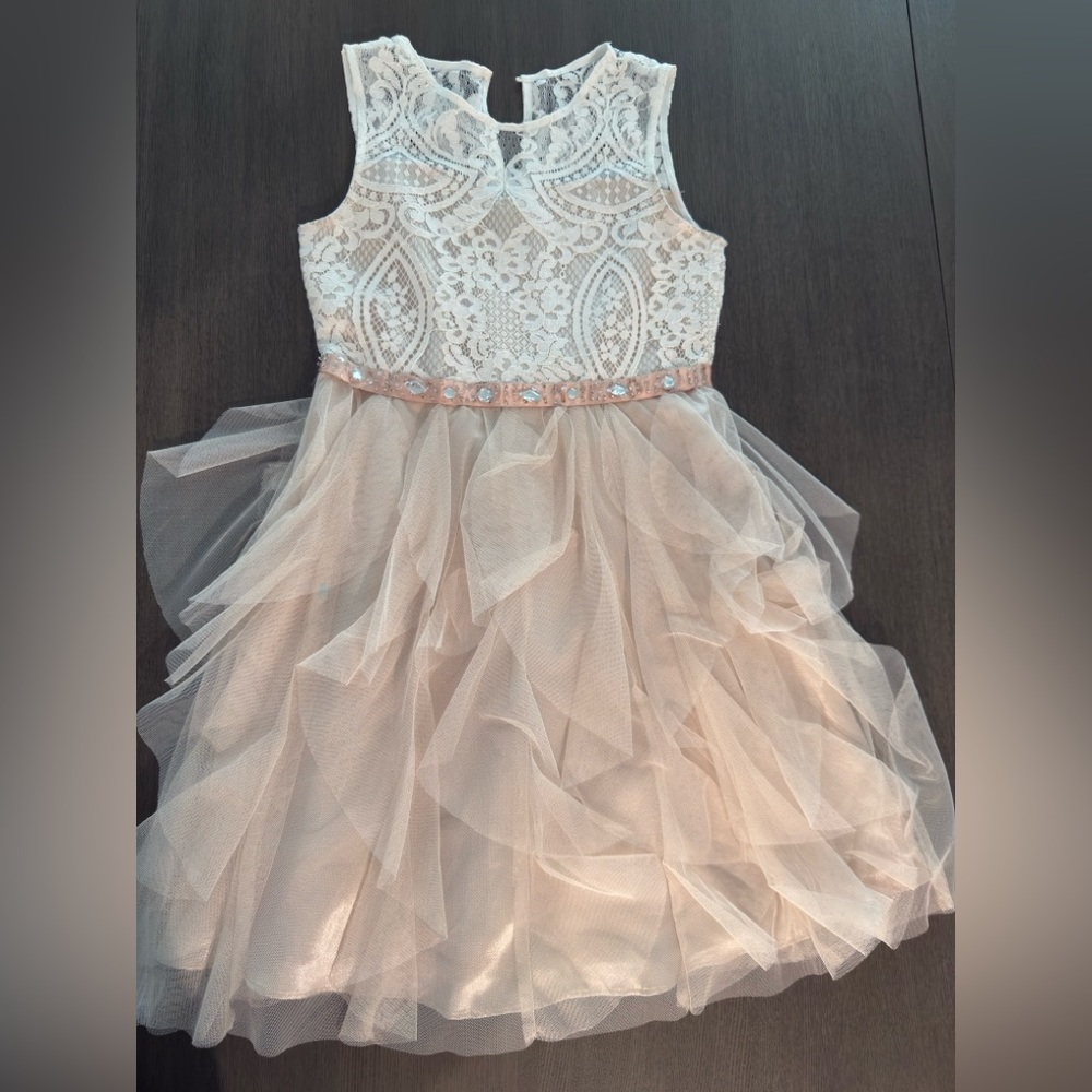 Elegant Cream Lace Kids Dress